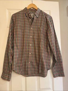 Lacoste Men's Multicolor Plaid Button-Down Shirt - Green, Blue, Red